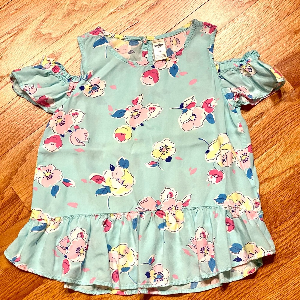 Floral Print Cold Shoulder Top for Girls